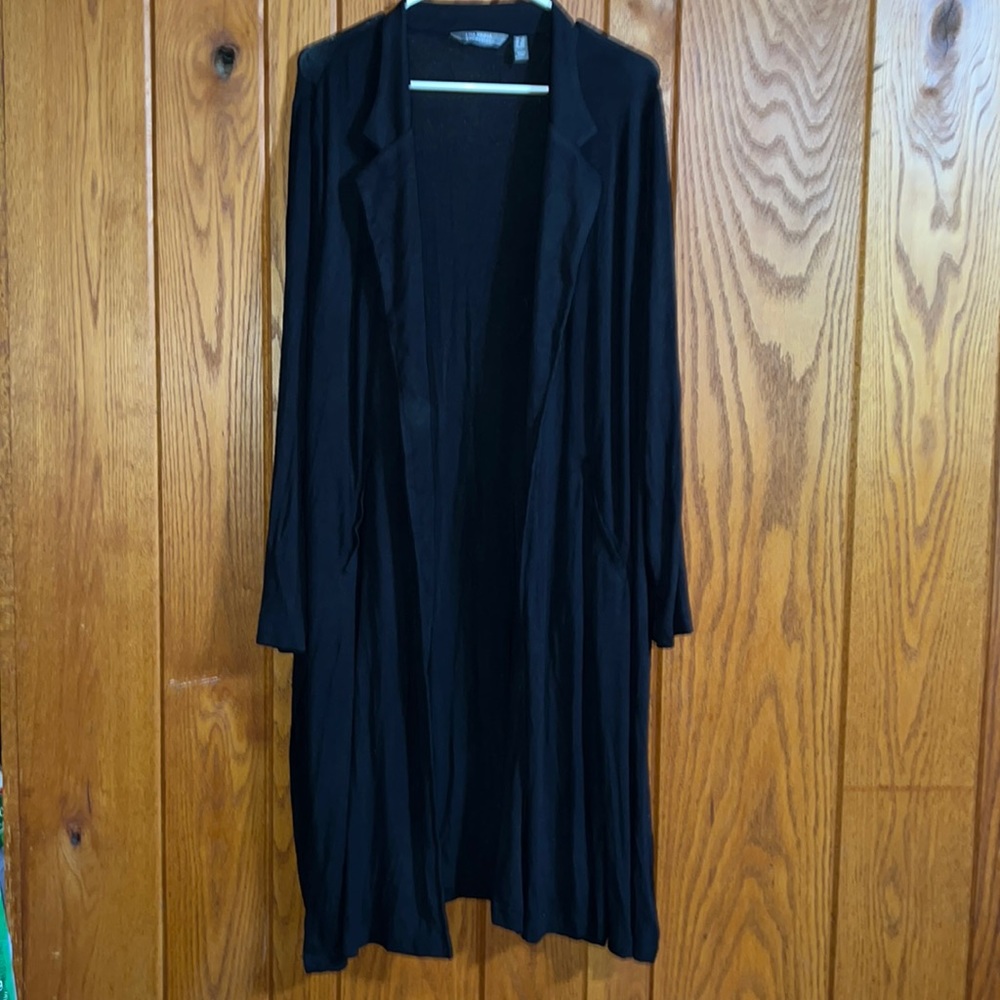 Lisa Rinna Collection black open long cardigan plus size 1X